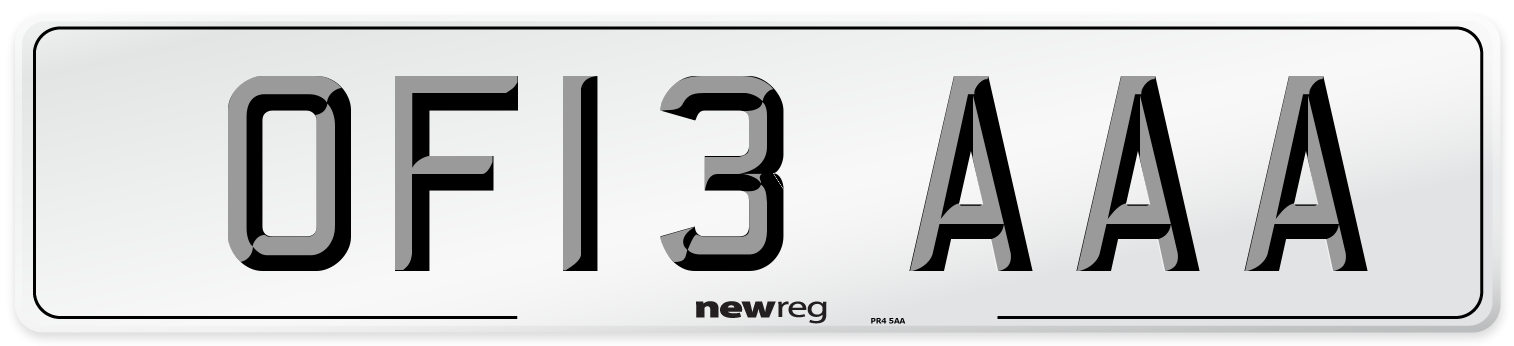 OF13 AAA Number Plate from New Reg
